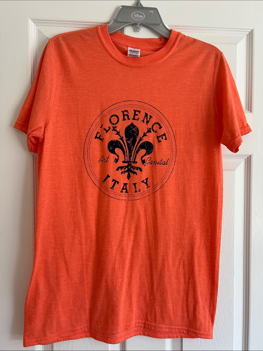 Gildan Softstyle Coral Orange Crewneck Florence, Italy Tee Unisex